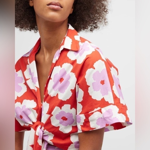 PATBO Windflower tie-front crop top NWT - Picture 2 of 10